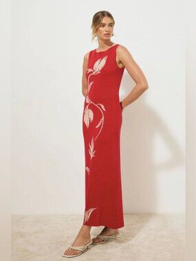 NWT Mon Renn Tresor Knit Dress Rose Red Size Small Holiday Chic Everyday Style